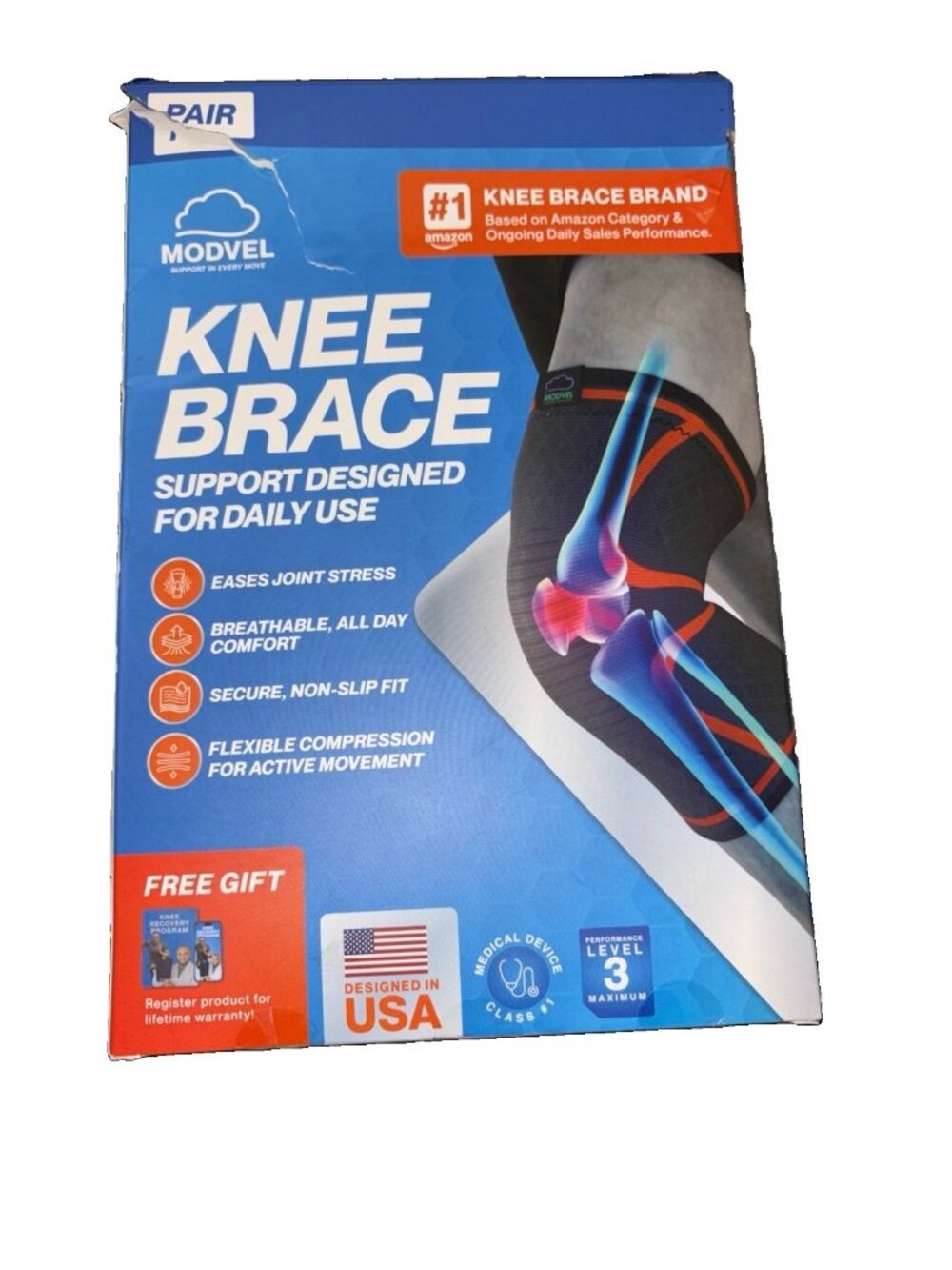 Modvel Compression Knee Brace for Women & Men 2 Pack (Black) - SIZE XL